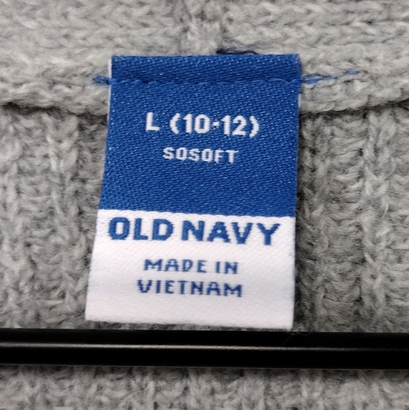 Old Navy So Soft Ribbed Faux Wrap Sweater Girls L Gray Retro Minimalist Y2K 90s - Picture 7 of 8